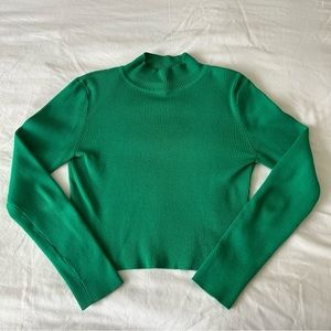 Emerald Green Ribbed Layering Turtleneck